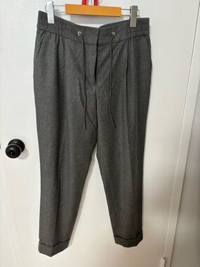 Massimo Dutti Dark Gray Tapered Drawstring Pants